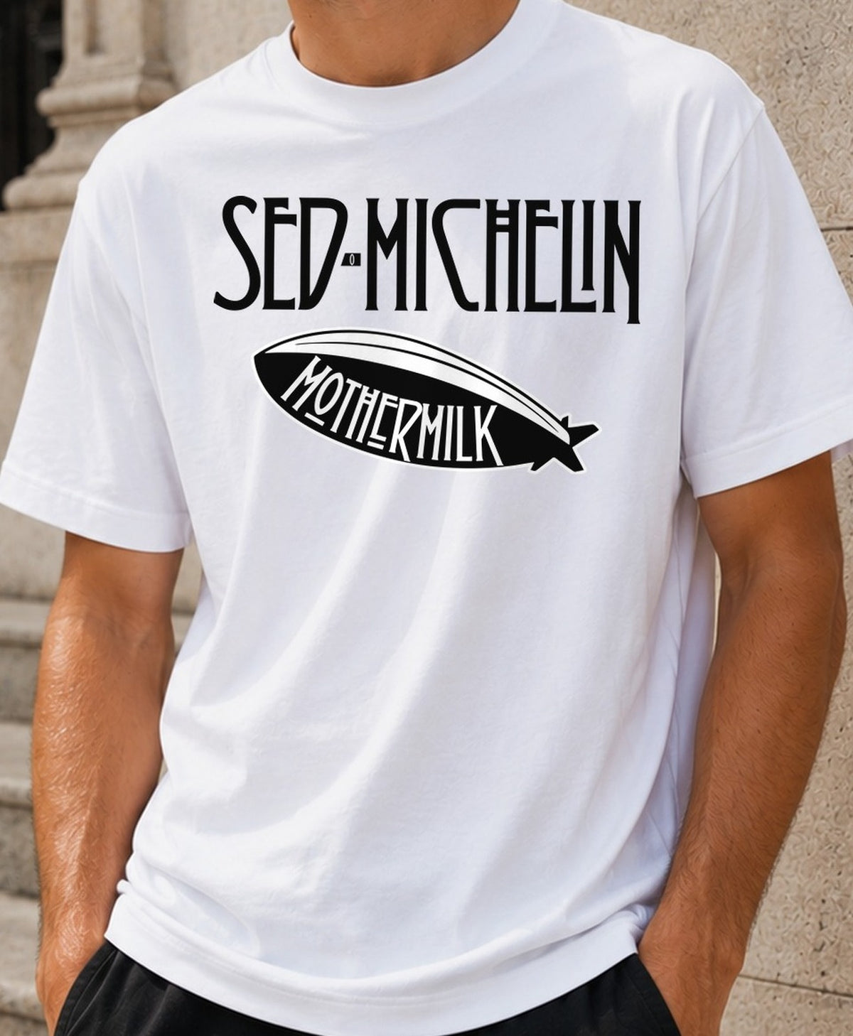 Camiseta Sed o Michelin – Parodia Rockera (blanca)