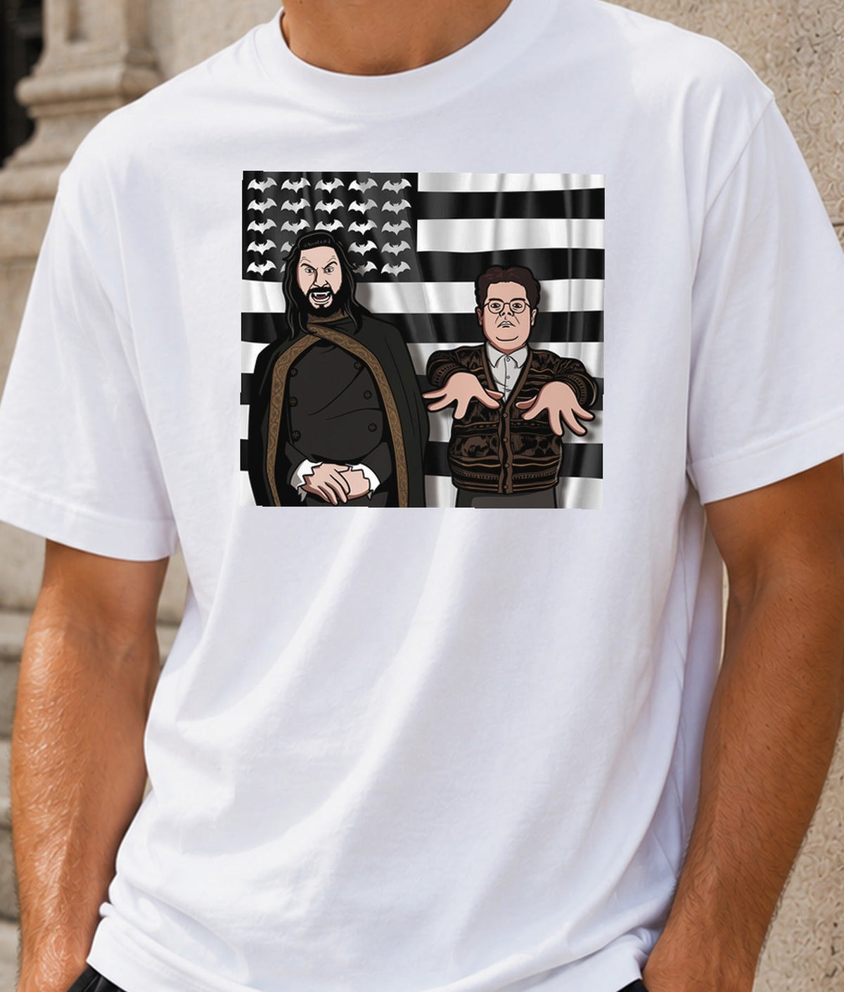 Camiseta Shadowtonia – Vampiros y Comedia de Terror (blanca)