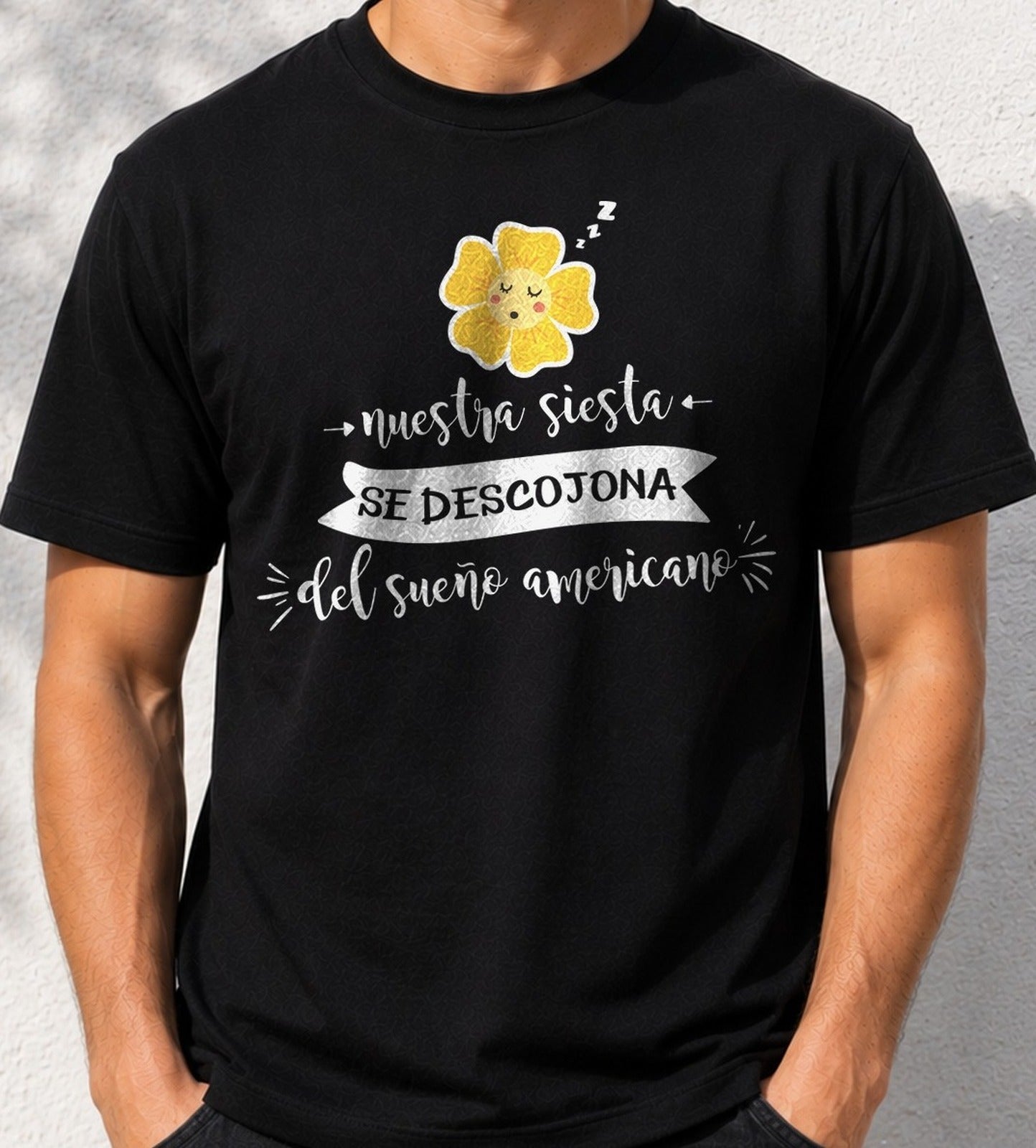 Camiseta La Siesta – Frase Graciosa sobre la Siesta (negra)