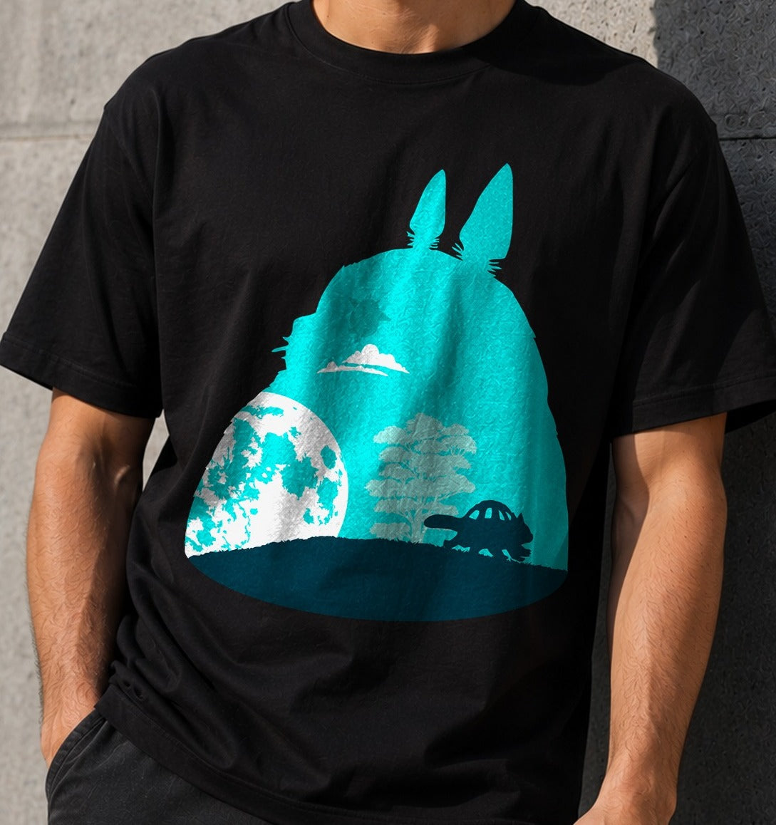 Camiseta Silhouettes – Totoro de Studio Ghibli (negra)