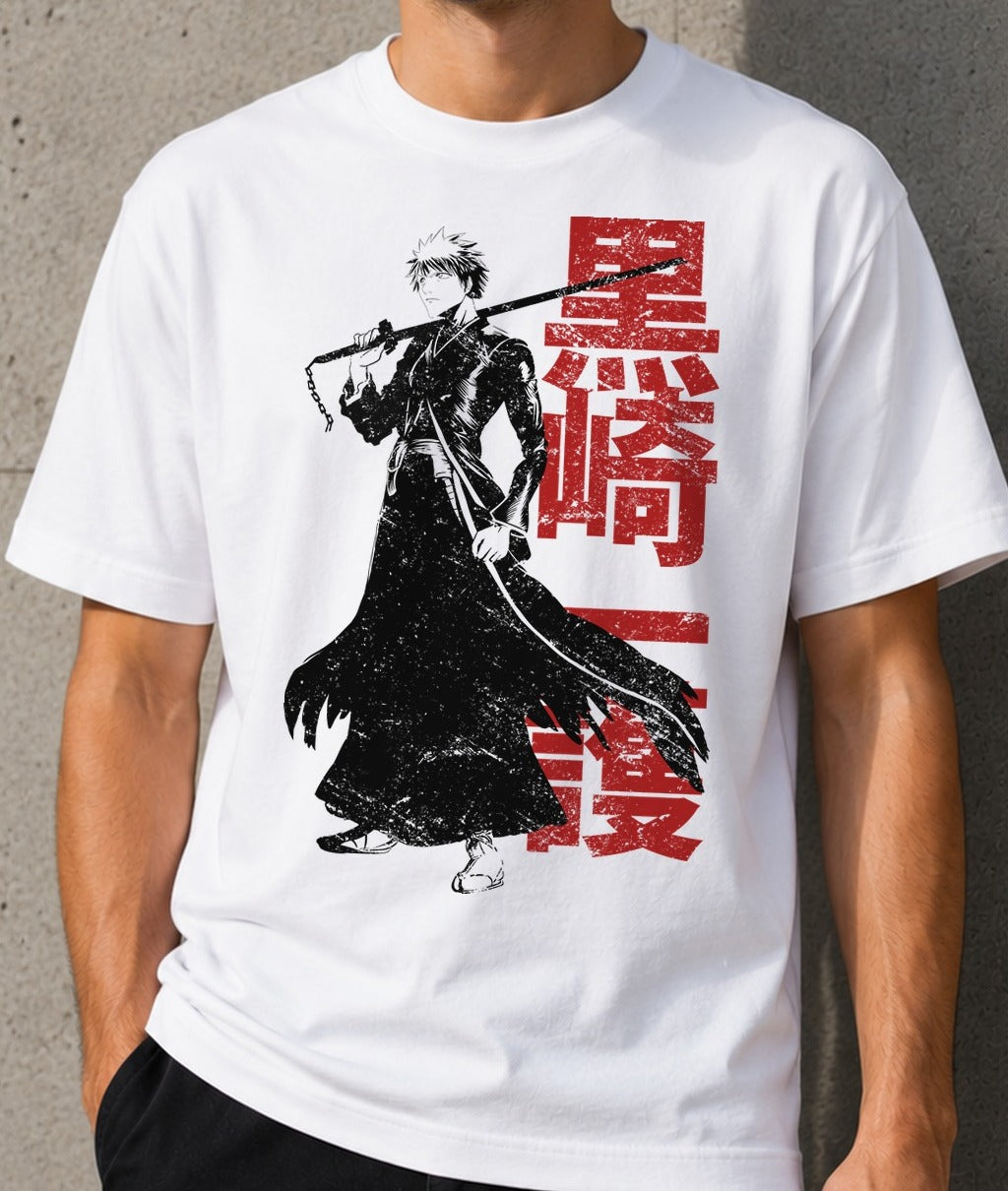 Camiseta Soul Reaper – Ichigo de Bleach (blanca)
