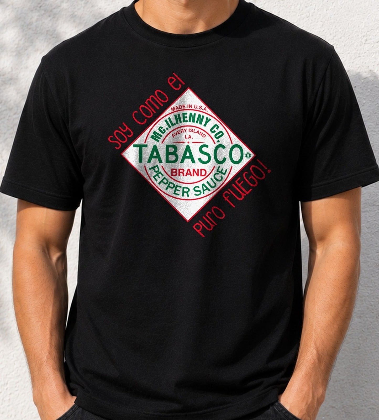Camiseta Soy Tabasco – Regalo para Amantes del Picante (negra)
