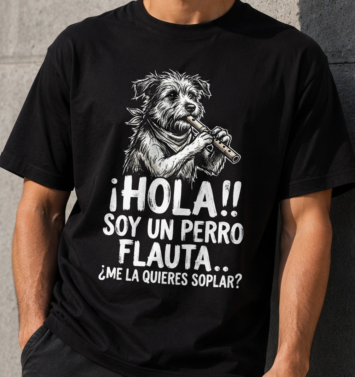 Camiseta Soy un Perro Flauta – Humor con Doble Sentido (negra)
