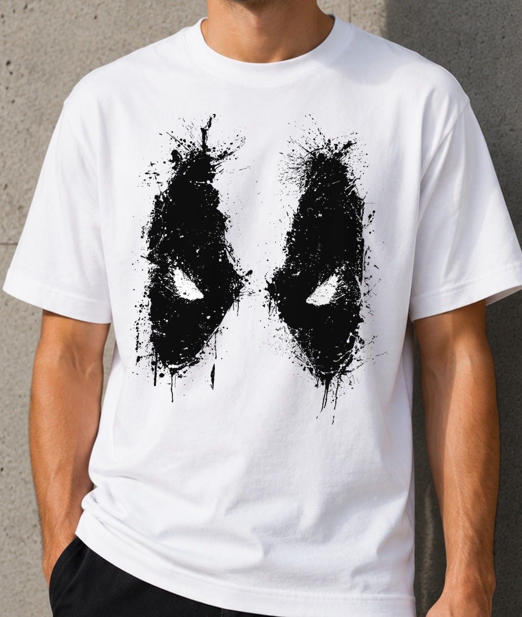 Camiseta Splatted Merc – Deadpool (blanca)