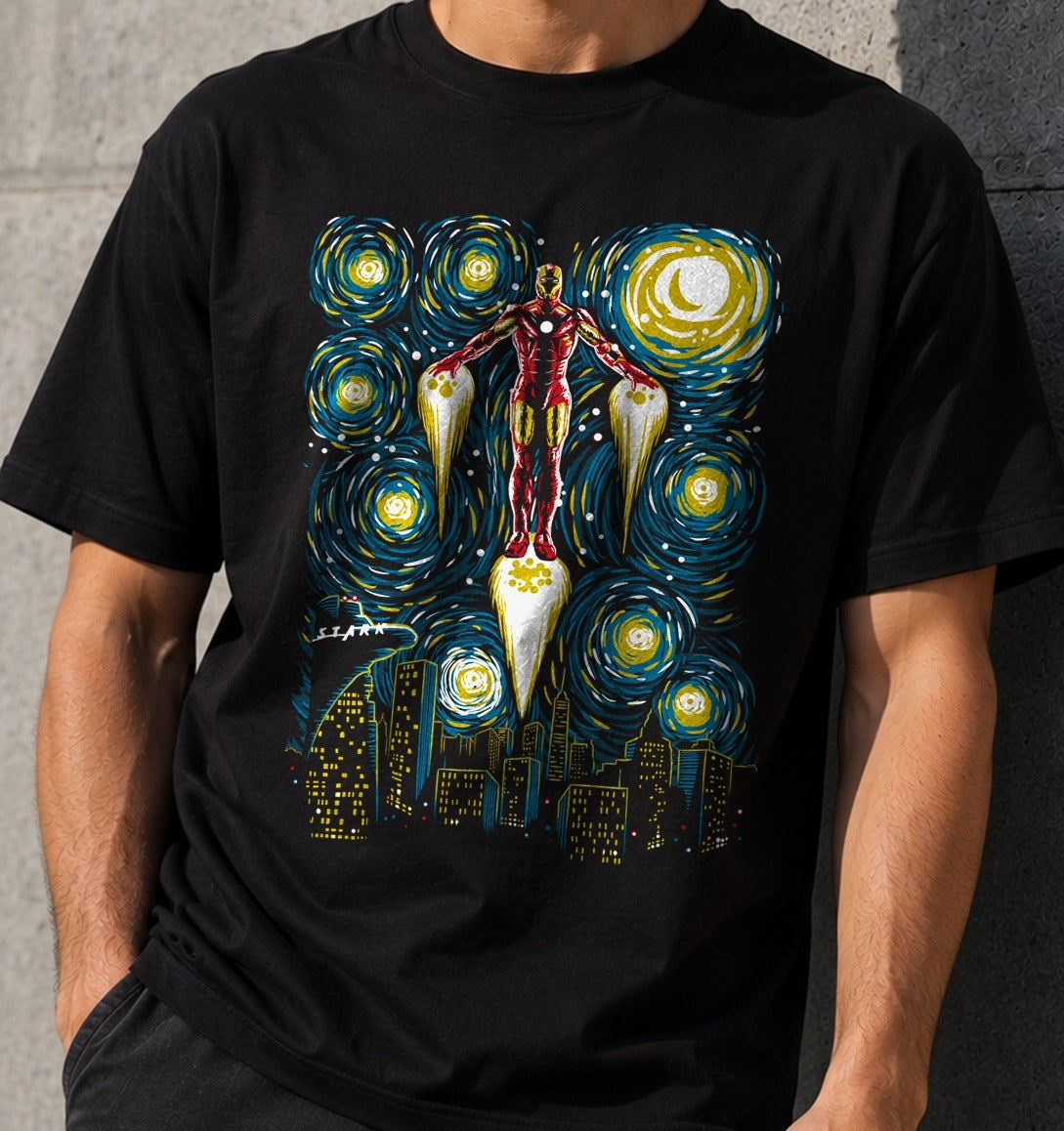 Camiseta Starry Iron – Iron Man de Marvel (negra)