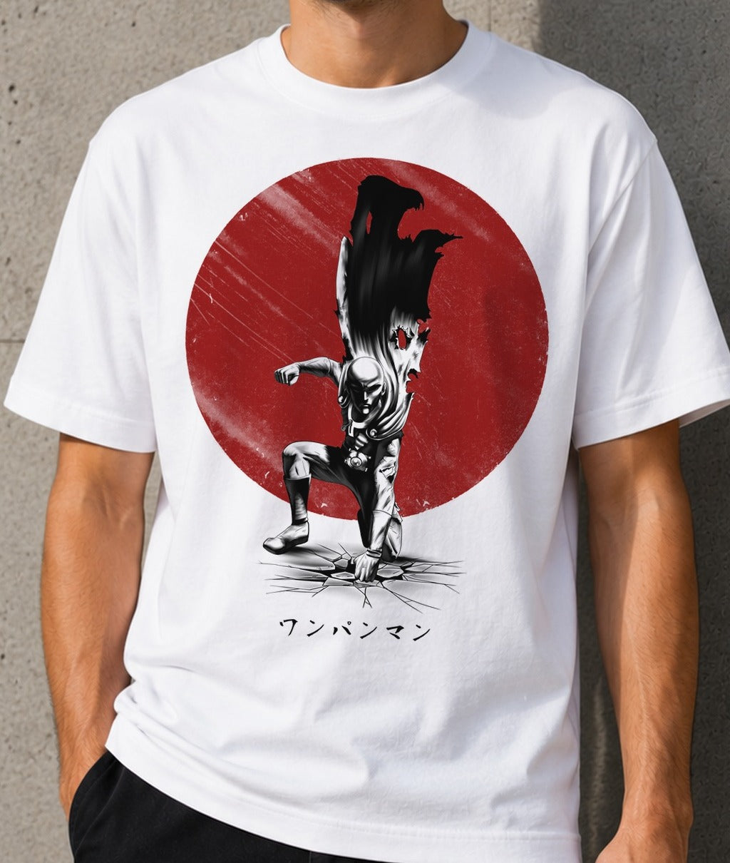 Camiseta Strongest Hero – One Punch Man (blanca)
