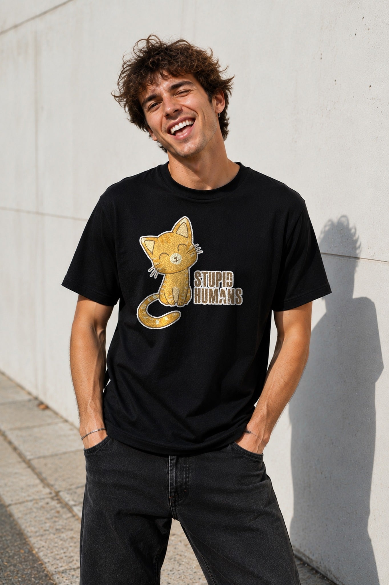 Camiseta con el diseño Stupid Humans – Regalo para amantes de los gatos, de Paranoia Records