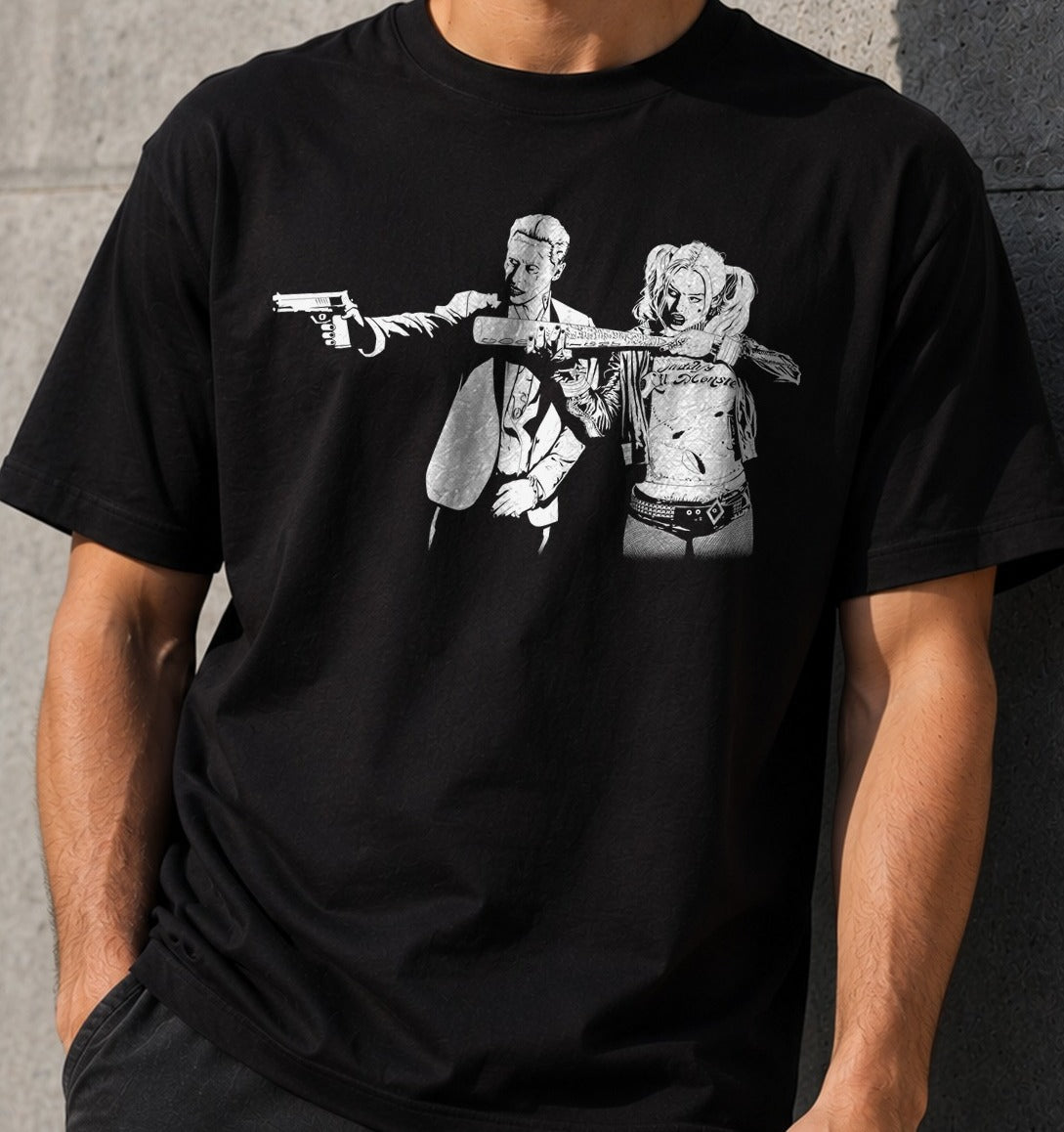 Camiseta Suicide Fiction – Joker y Harley Quinn (negra)
