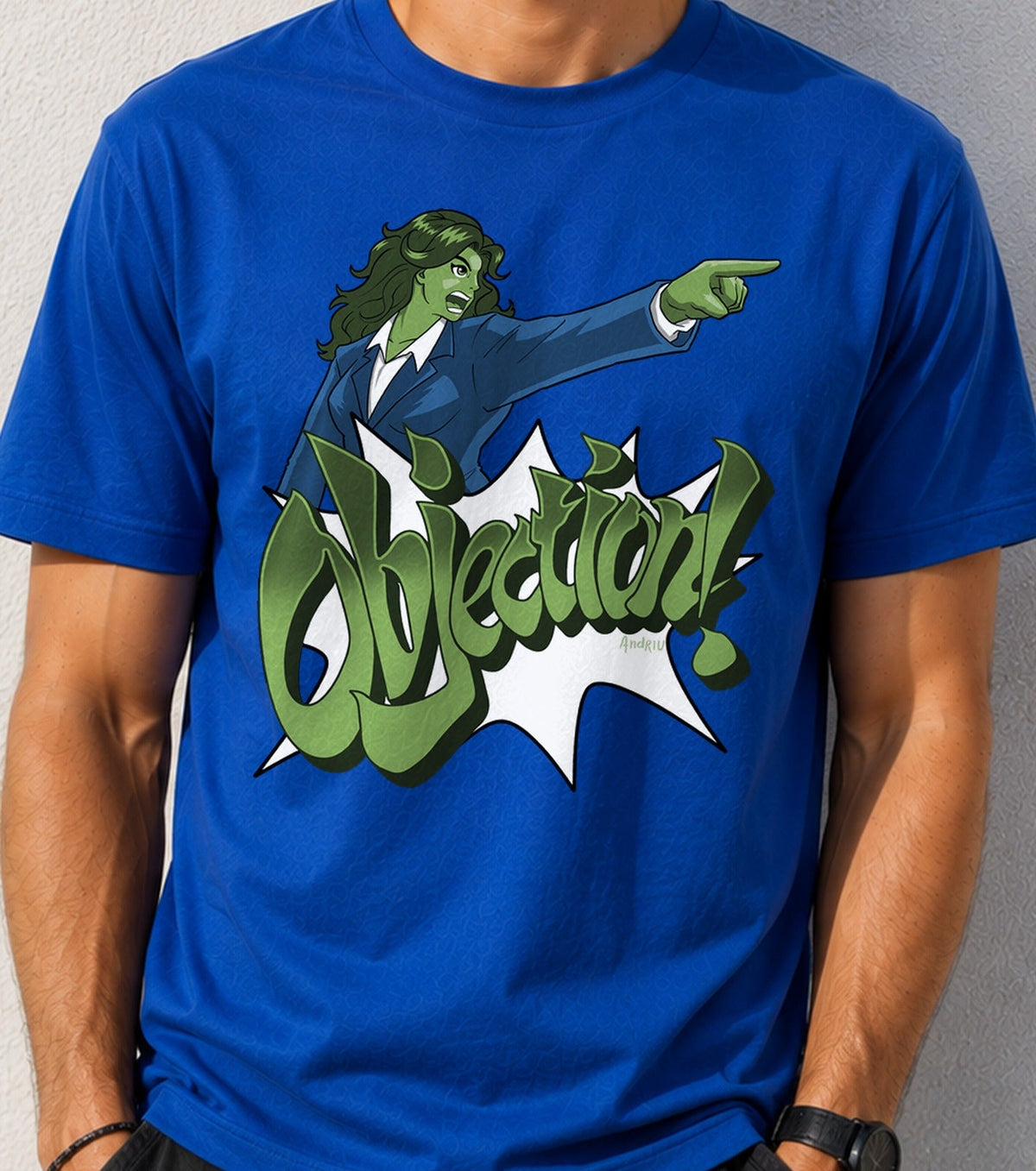 Camiseta Super Lawyer – Abogada Verde Superheroína (azul)