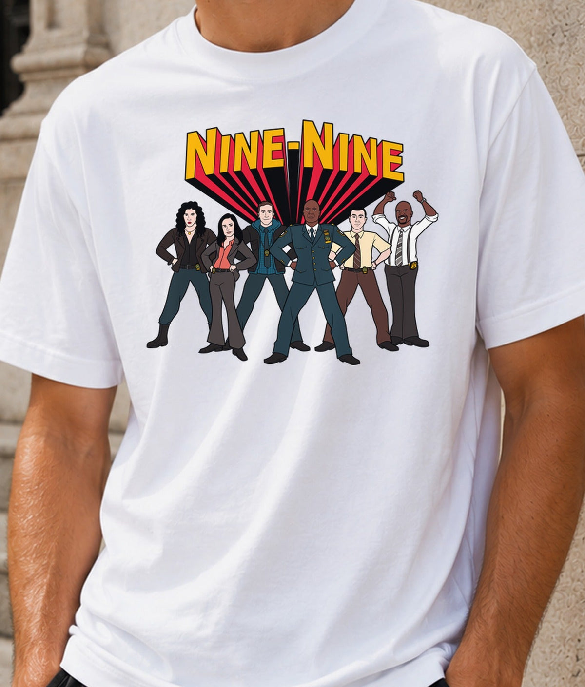 Camiseta Super Nine-Nine – Comedia Policial en Serie (blanca)