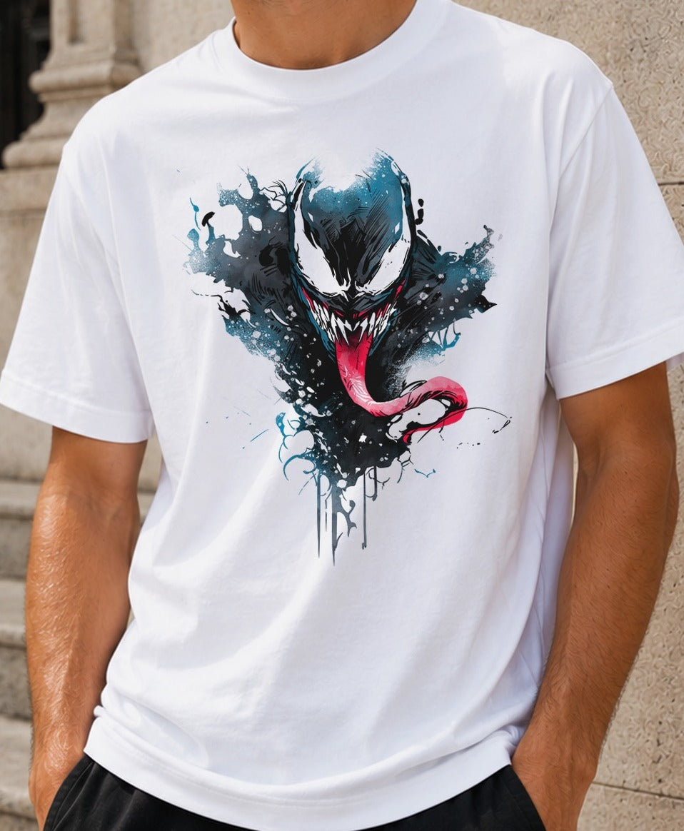 Camiseta Symbiote Ink – Venom de Marvel (blanca)
