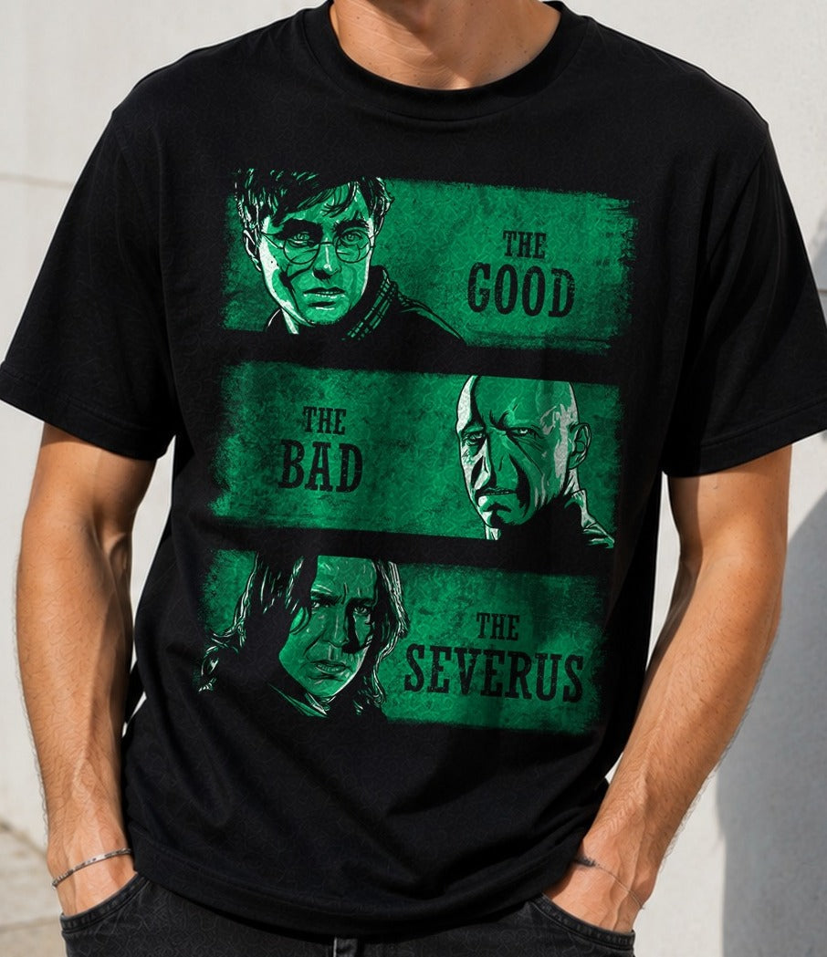 Camiseta The Good the Bad and the Severus – Harry Potter (negra)