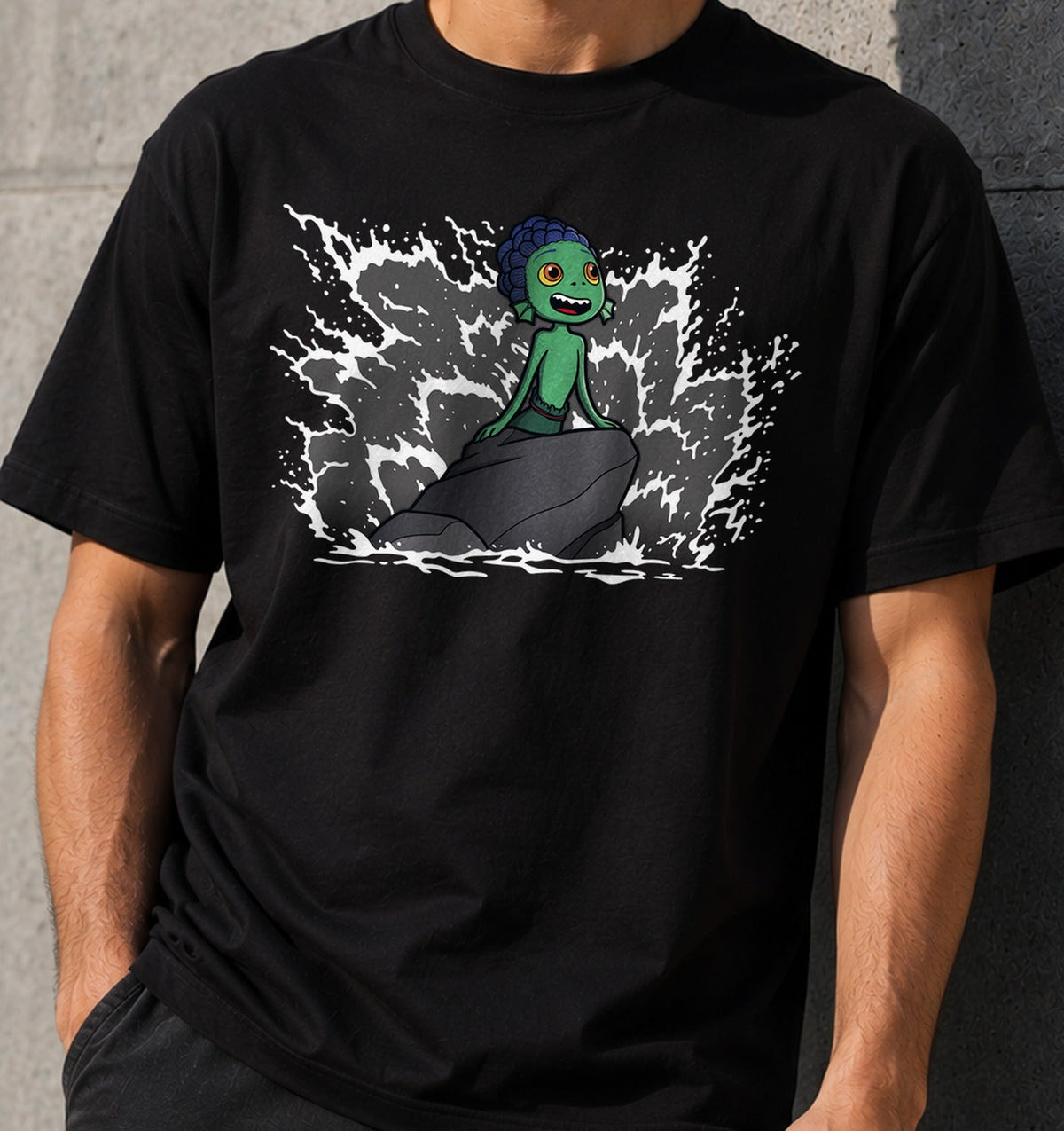 Camiseta The Little Sea Monster – Sirena Monstruito de las Profundidades (negra)