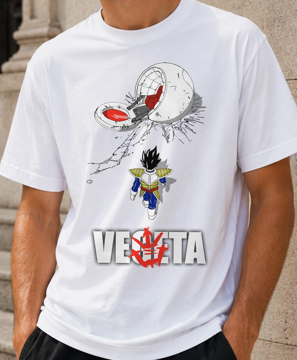 Camiseta The Prince of the Saiyans – Vegeta de Dragon Ball Z (blanca)