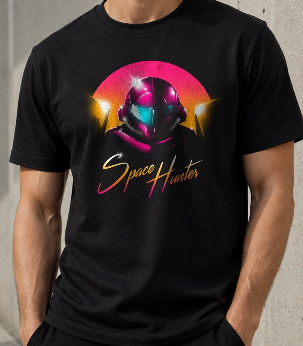 Camiseta The Space Hunter – Estilo Retrowave (negra)