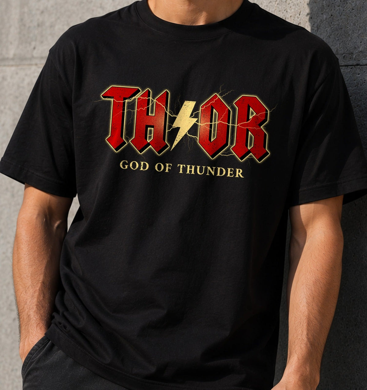 Camiseta Thor ACDC – Dios del Trueno Rock (negra)