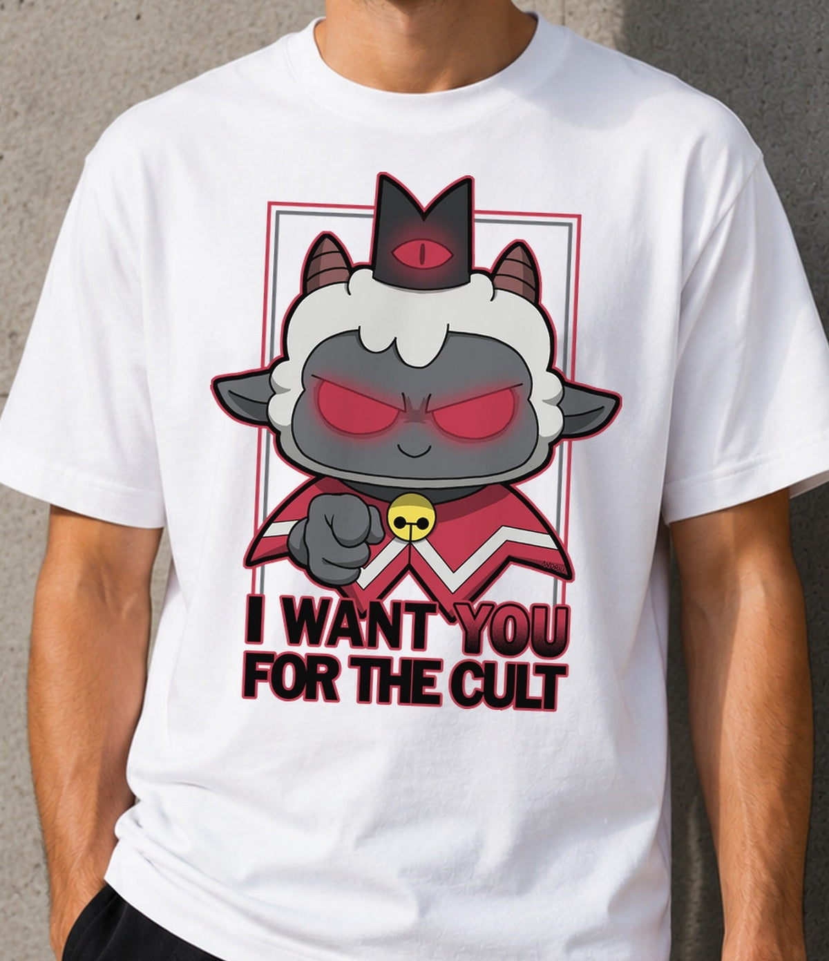 Camiseta Uncle Lamb – Parodia Cartel de Reclutamiento (blanca)