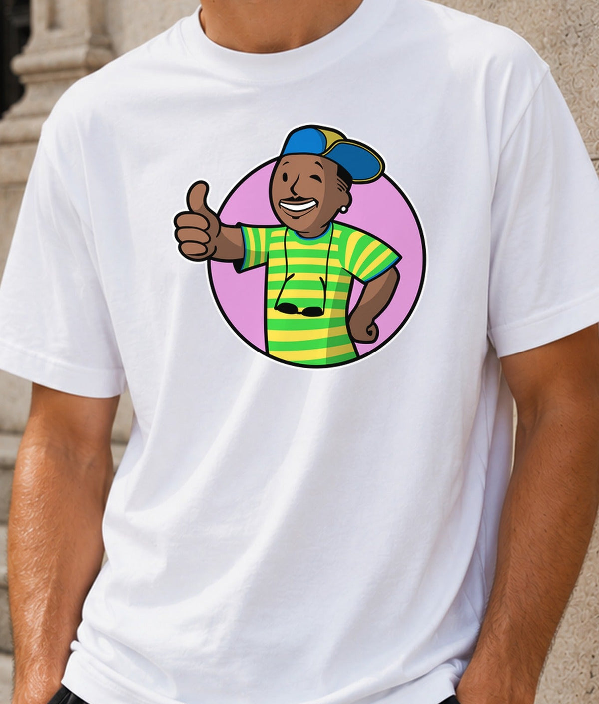 Camiseta Vault Prince – Videojuegos y Estilo Años 90 (blanca)