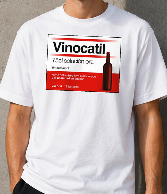 Camiseta Vinocatil – Regalo para amantes del vino (blanca)