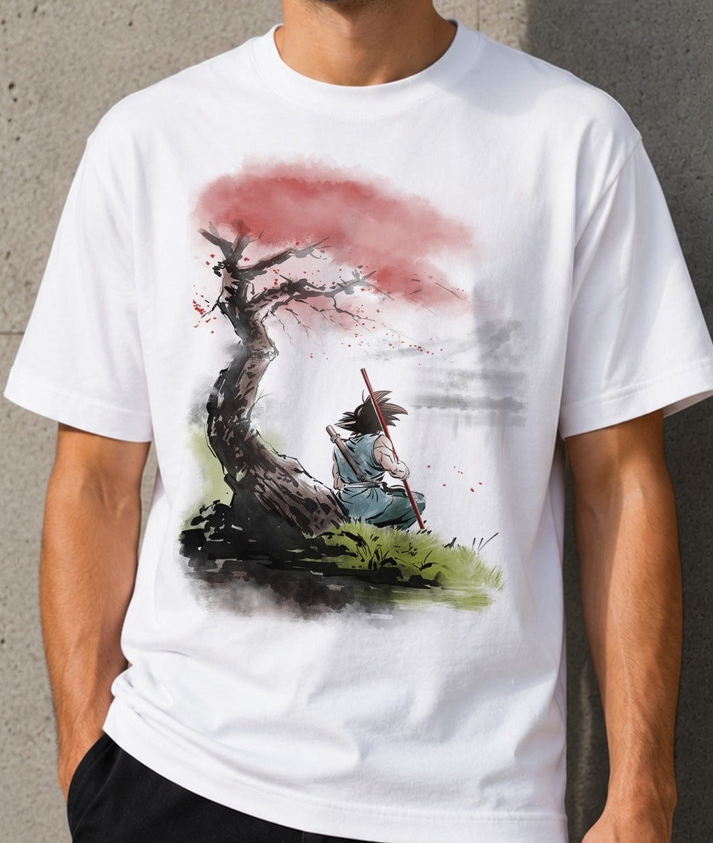 Camiseta Warrior under the tree – Dragon Ball (blanca)