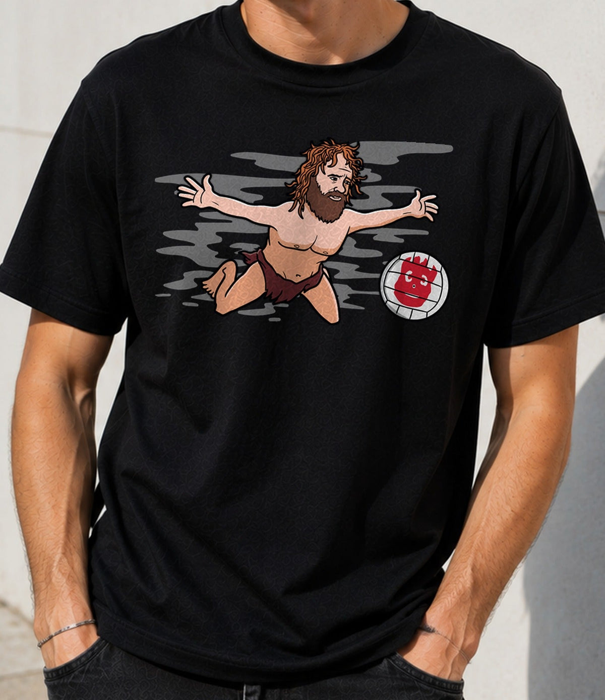 Camiseta Wilsonmind – Náufrago en una Isla Desierta (negra)