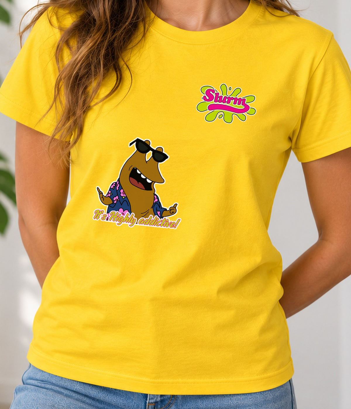 Camiseta mujer Slurm (amarilla)
