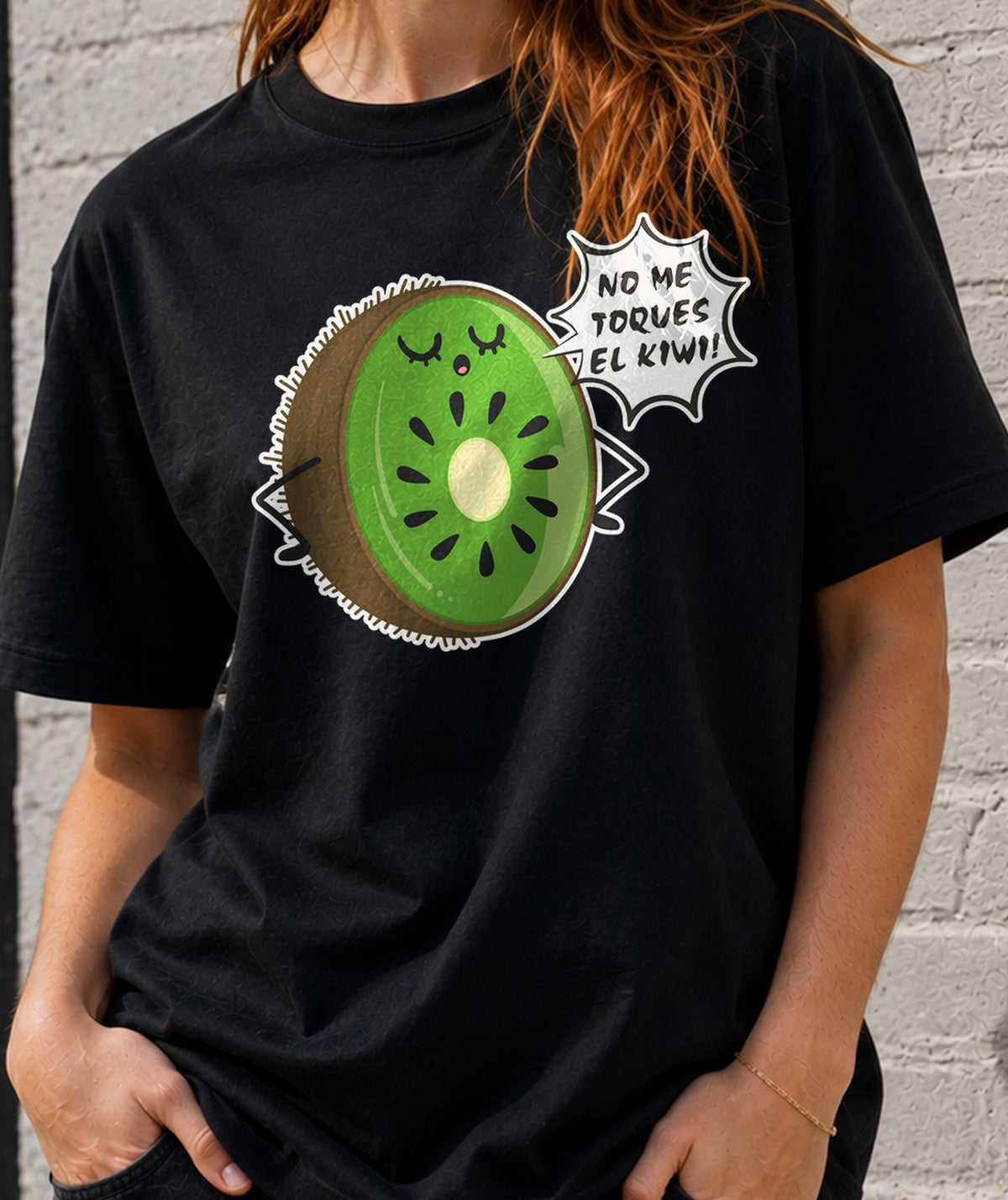 Camiseta mujer No Me Toques el Kiwi (negra)