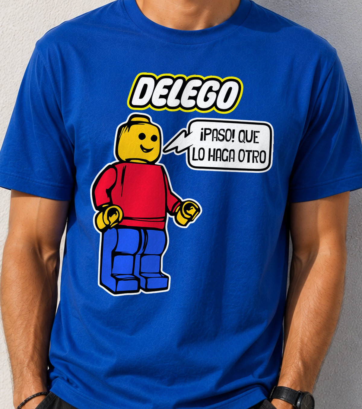 Camiseta Delego – Regalo para el que pasa de trabajar (azul)