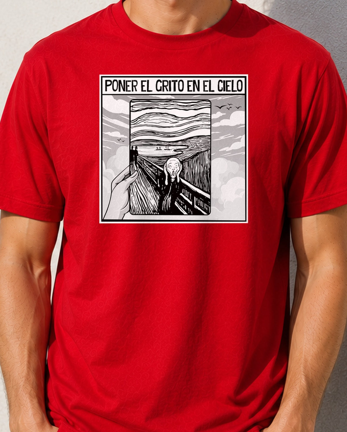 Camiseta El Grito en el Cielo – Parodia de El Grito de Munch (roja)