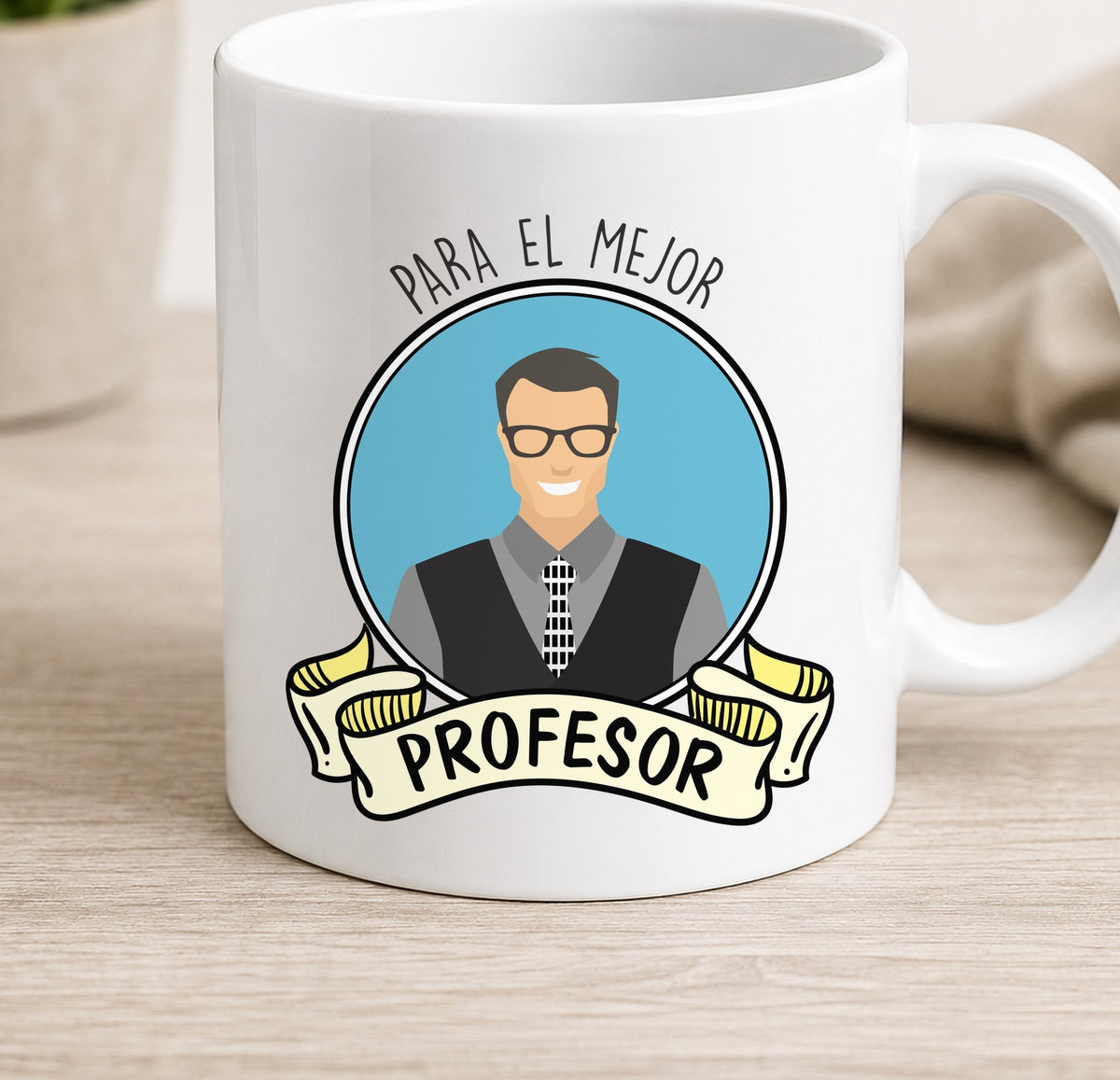 Taza Camiseta MEJOR PROFESOR (blanca)