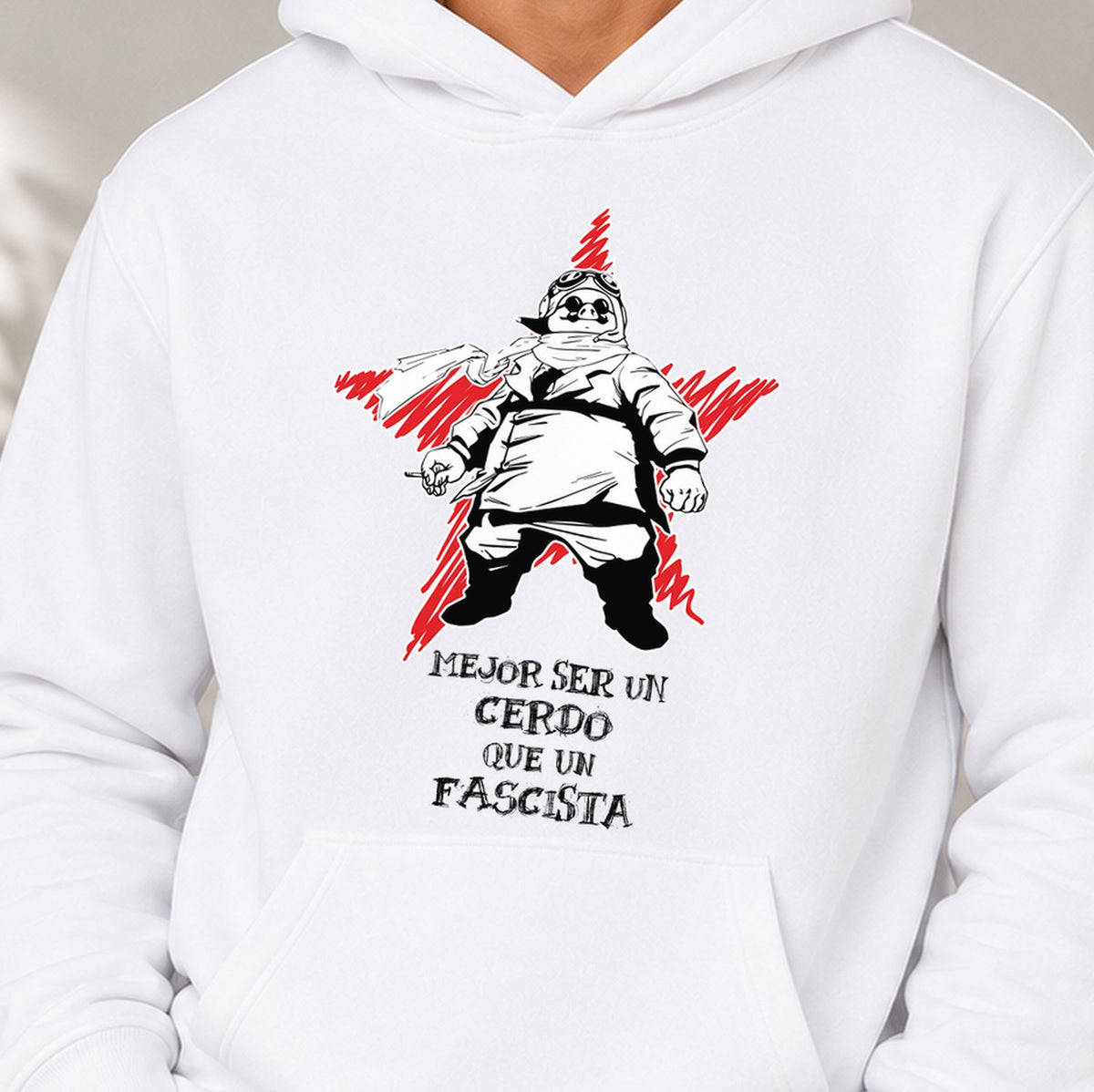Sudadera Camiseta MEJOR SER UN CERDO oscuro (blanca)