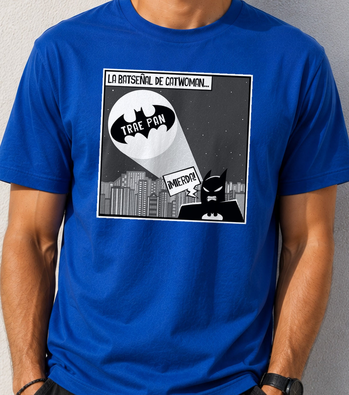 Camiseta Trae Pan – Batman y Catwoman (azul)