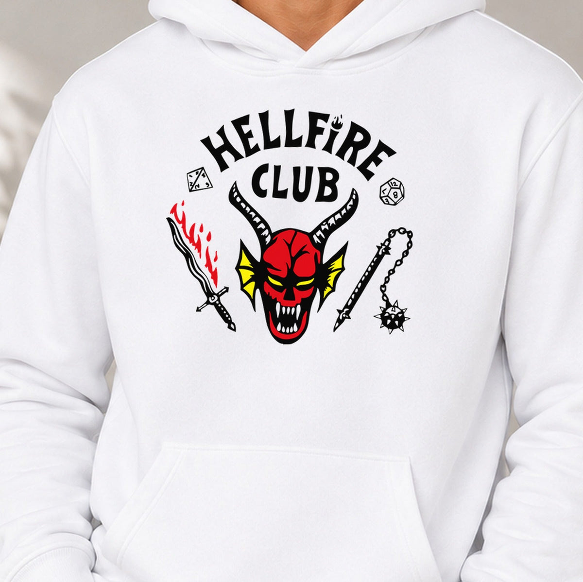 Sudadera Hellfire Club – Stranger Things (blanca)