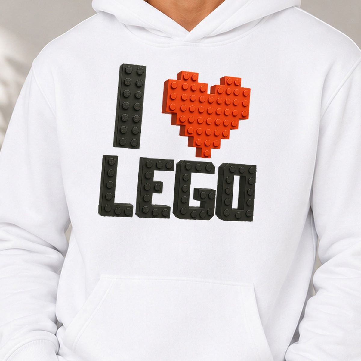 Sudadera I Love Bloques – Construcción y Piezas de Juguete (blanca)