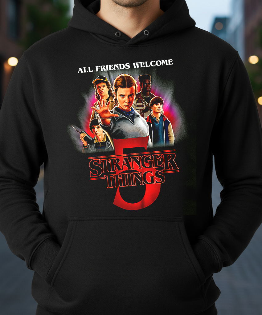 Sudadera Stranger Things 5 – All Friends Welcome