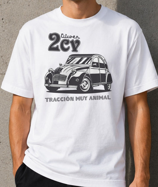 Camiseta 2CV – Regalo para amantes de coches clásicos (blanca)