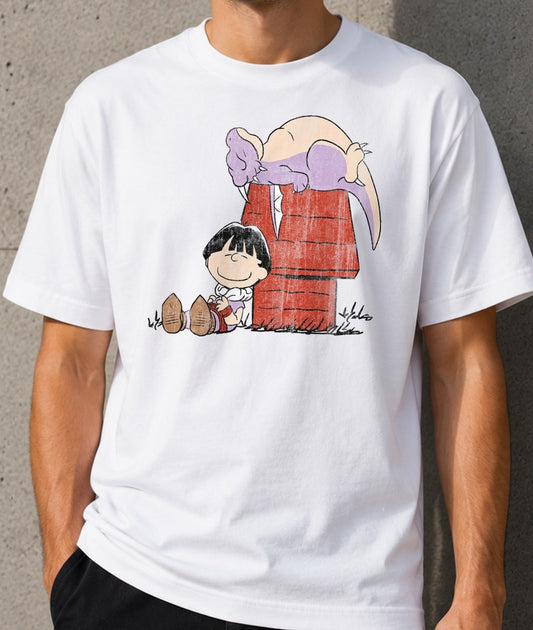 Camiseta A Boy and His Dragon – Snoopy y Cómo Entrenar a tu Dragón (blanca)
