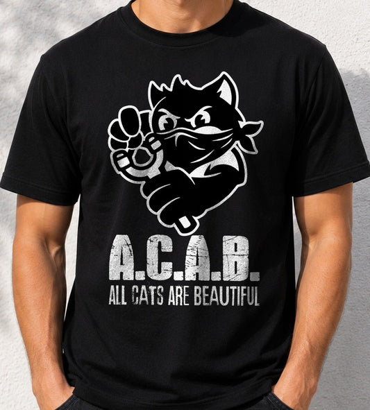 Camiseta ACAB – Regalo con humor felino para amantes de los gatos