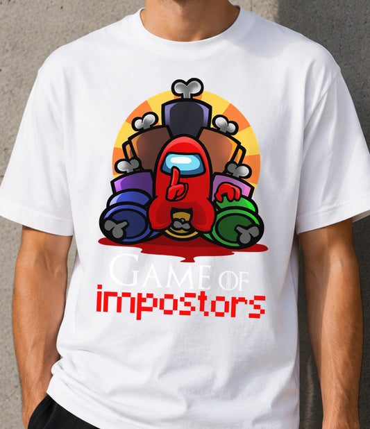 Camiseta Game of Impostors – Astronauta Rojo Sospechoso (blanca)