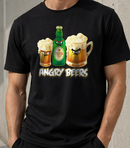 Camiseta Angry Beers – Regalo para cerveceros (negra)