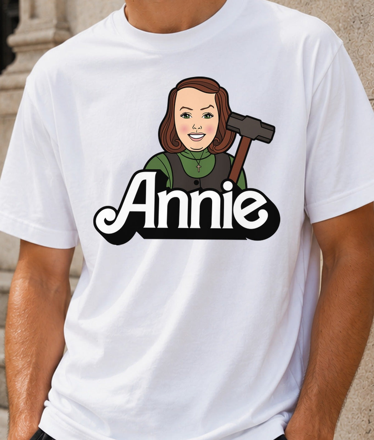 Camiseta Annie Doll – Enfermera Villana del Cine de Terror (blanca)