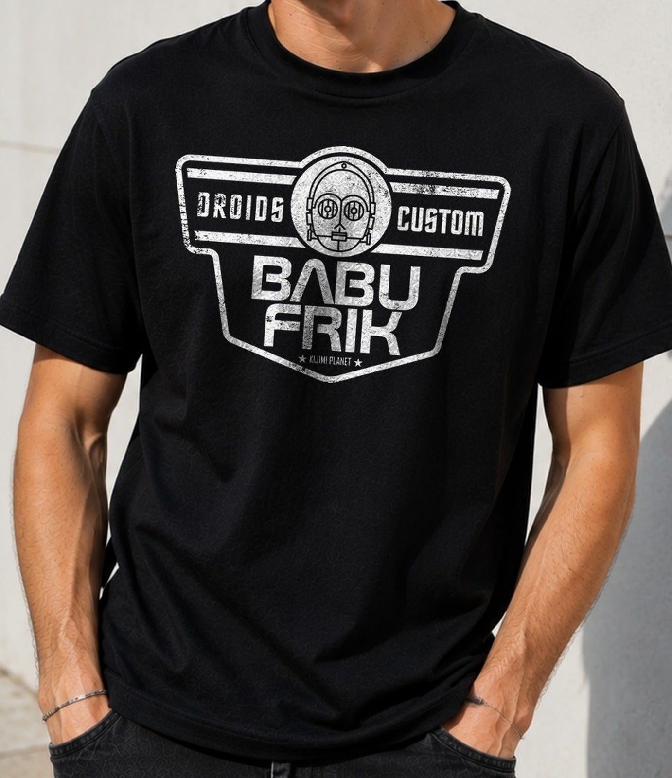 Camiseta Babu Frik Droids Custom – Star Wars (negra)