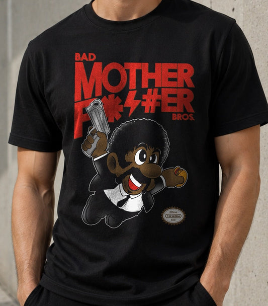 Camiseta Bad... Bros – Parodia Pulp Fiction y Donkey Kong (negra)