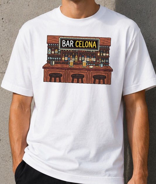 Camiseta Bar Celona – Regalo para amantes de la cerveza (blanca)