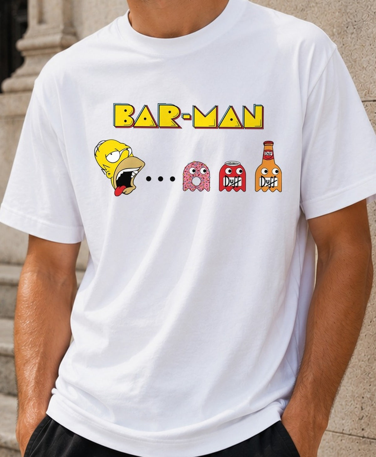 Camiseta Bar-Man – Los Simpson (blanca)