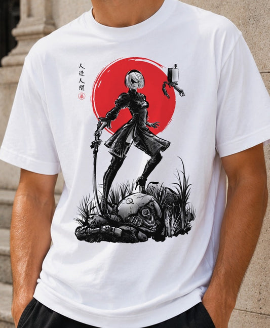 Camiseta Battle Android Under The Sun – NieR: Automata (blanca)