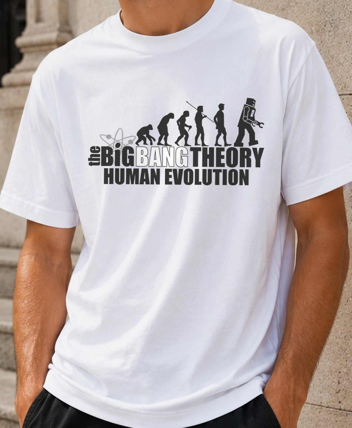 Camiseta BBT Evolution – The Big Bang Theory (blanca)