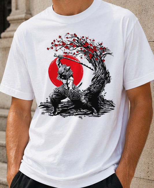 Camiseta Beast under the sun – Inosuke de Kimetsu no Yaiba (blanca)