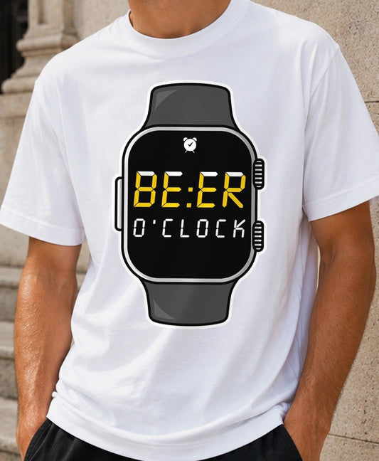 Camiseta Beer O'Clock – Regalo para amantes de la cerveza (blanca)