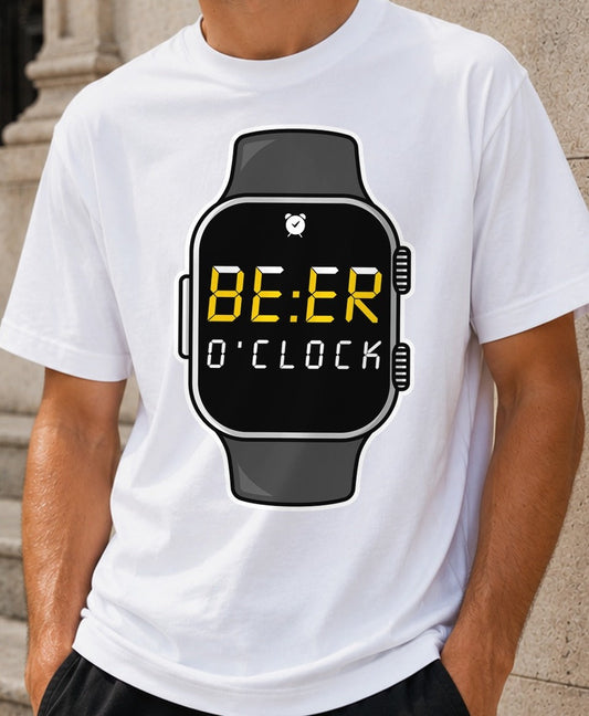Camiseta Beer O'Clock – Regalo para amantes de la cerveza (blanca)